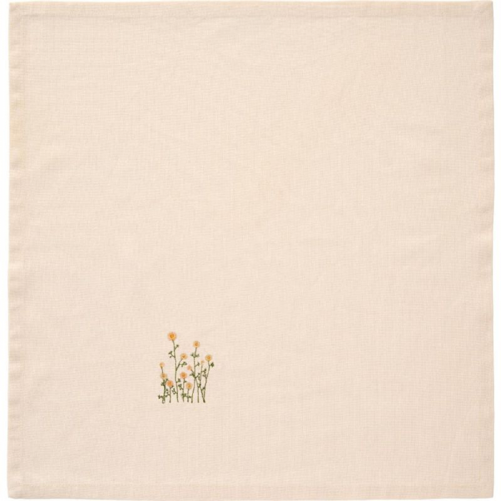 Stoff Servietten Tradition mit gelben Butterblumen bestickt von IB Laursen